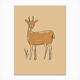 Deer - Boho, Line Art 18 Canvas Print