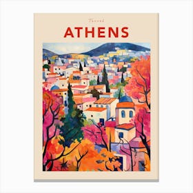 Athens Greece 3 Fauvist Travel Poster Canvas Print
