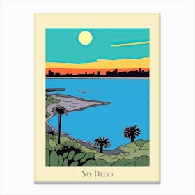 Poster Of Minimal Design Style Of San Diego California, Usa 3 Canvas Print