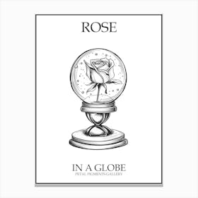 Rose In A Globe Line Drawing 1 Poster Canvas Print