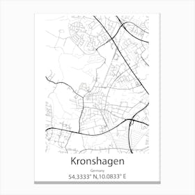 Kronshagen,Germany Minimalist Map Canvas Print