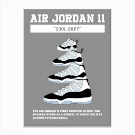 Nike Air Jordan 11 Cool Grey Canvas Print