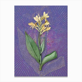 Vintage Water Canna Botanical Illustration on Veri Peri Canvas Print