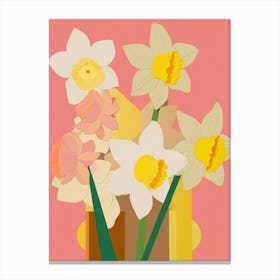 Daffodils Flower Big Bold Illustration 4 Canvas Print
