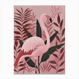 Chilean Flamingo Bird Of Paradise Minimalist Illustration 2 Canvas Print
