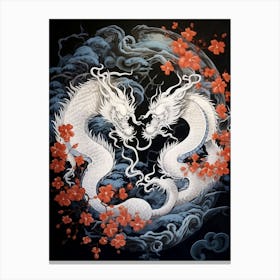 Yin And Yang Chinese Dragon Illustration 1 Canvas Print