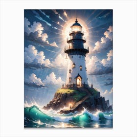 A Lighthouse In The Middle Of The Ocean 49 Canvas Print