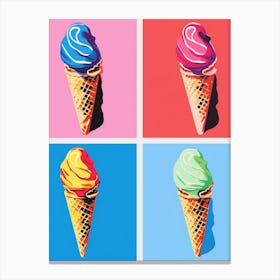 Ice Cream Cones Pop Art Retro 4 Canvas Print