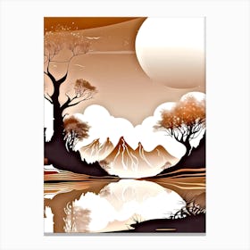 Landscape With Trees And Moon 2 Canvas Print