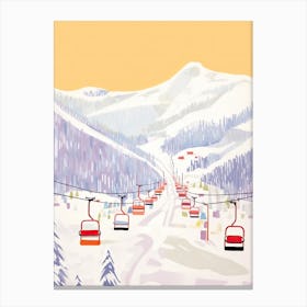 Whistler Blackcomb   British Columbia, Canada, Ski Resort Pastel Colours Illustration 1 Canvas Print