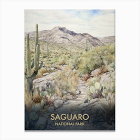 Saguaro National Park Watercolour Vintage Travel Poster 4 Canvas Print