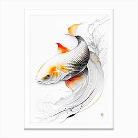 Hikari Utsurimono Koi Fish Minimal Line Drawing Canvas Print