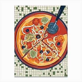 Gourmet Pizza On A Tiled Background 1 Canvas Print