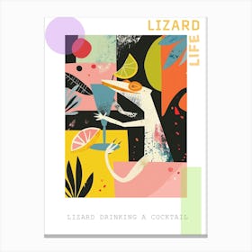 Lizard Drinking A Cocktail Modern Abstract Illustration 3 Poster Canvas Print