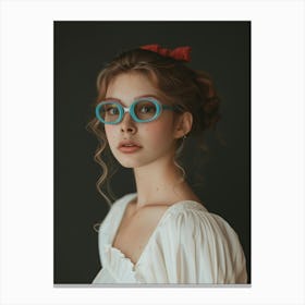 Portrait Of A Girl Wearing Glasses Canvas Print