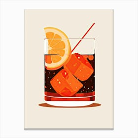 Illustration Negroni Floral Infusion Cocktail 3 Canvas Print