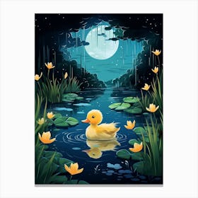 Animated Duckling At Night 1 Canvas Print
