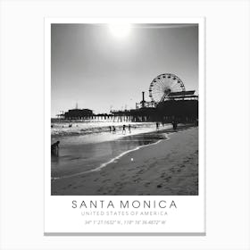 Santa Monica Print Black And White Canvas Print