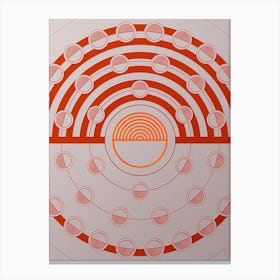 Geometric Abstract Glyph Circle Array in Tomato Red n.0022 Canvas Print