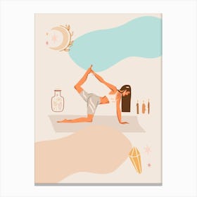Yoga Woman. Boho Yoga Girl — boho poster, boho wall art Canvas Print