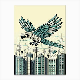 Phoenix Parrot Flying Over City Canvas Print