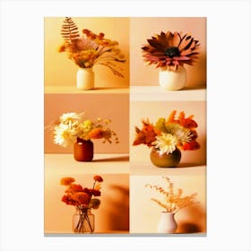 Fall Flowers, Collage, Vases,  Autumn Collection Canvas Print