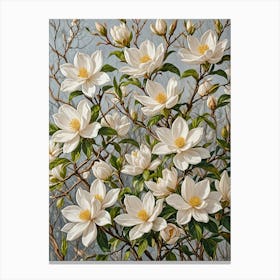 White Magnolia Flowers Canvas Print