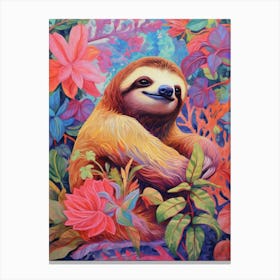 Colorful Animal Sloth Cute Canvas Print