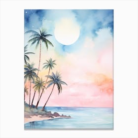 Watercolour Of Ka Anapali Beach   Maui Hawaii Usa 1 Canvas Print