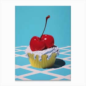 Retro Cupcake With Cherries On Top Canvas Print
