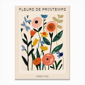 Spring Floral French Poster  Sweet Pea 2 Canvas Print