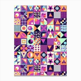 Abstract Geometric Pattern - Bauhaus Azulejo geometric pattern, mosaic #5 Canvas Print