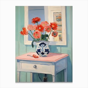 Bathroom Vanity Painting With A Gerbera Bouquet 3 Canvas Print