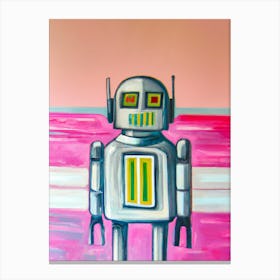 Retro Tin Robot Silver Oil Painting Canvas Print