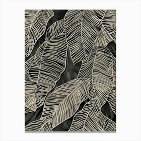 Black And White Tropical Leaves 1 Canvas Print