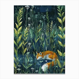 Fox In The Grass Canvas Print