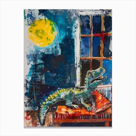 Dinosaur Graffiti Style Brushstroke In Bed Canvas Print