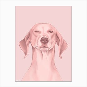 Winking Dog Print Canvas Print