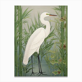 Ohara Koson Inspired Bird Painting Egret 2 Canvas Print