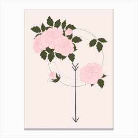 Pink Rose And Arrow Canvas Print