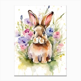 Bunny With Flowers Canvas Print