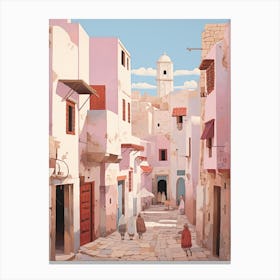 Essaouira Morocco 3 Vintage Pink Travel Illustration Canvas Print
