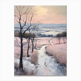 Dreamy Winter Painting The South Downs England 3 Canvas Print