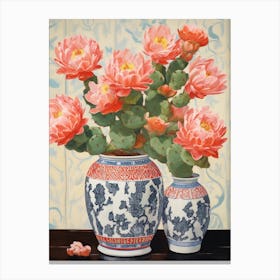 Cactus Painting Maximalist Still Life Austrocylindropuntia Subulata Canvas Print