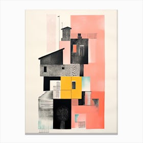 A House In Stockholm, Abstract Risograph Style 2 Canvas Print