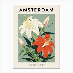 Amsterdam Netherlands Botanical Flower Market Poster Canvas Print