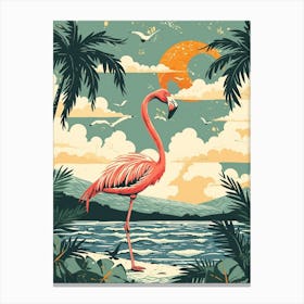 Greater Flamingo Portugal Tropical Illustration 2 Canvas Print