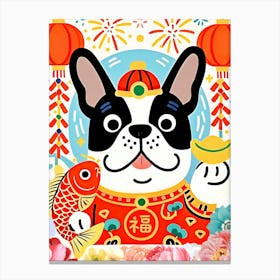 Adorable Dog is Wishing You Wealth and Happiness Chinese New Year Leinwandbild