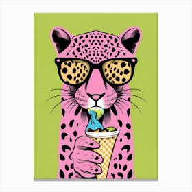 Leopard Ice Cream Minimal Illustration Canvas Print
