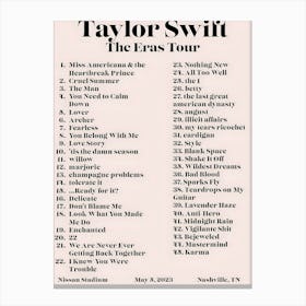 Taylor Swift May 5, 2023 Setlist Canvas Print